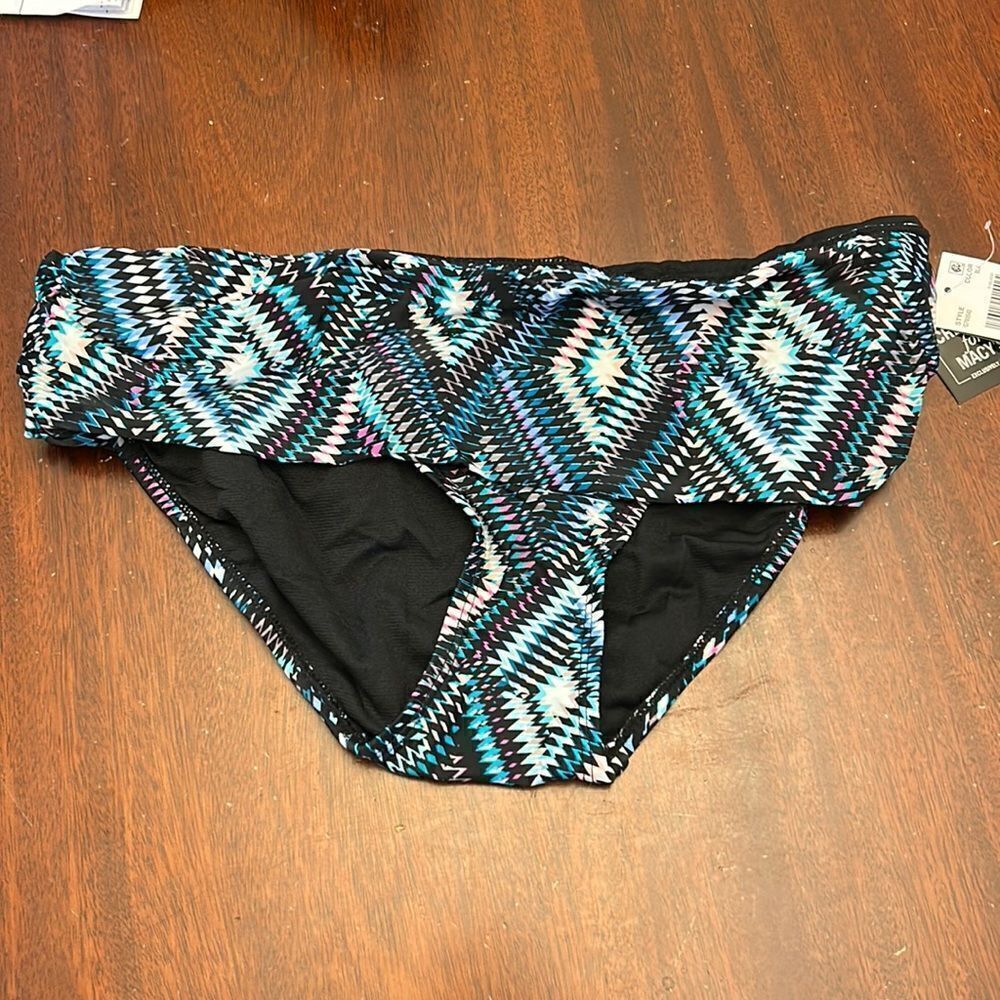 Island Escape black patterned bikini bottoms Size 10 New
